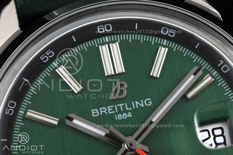 Top Time B31 BLF 1:1 Best Edition Green Dial Orange Hand on Green Leather Strap AB31