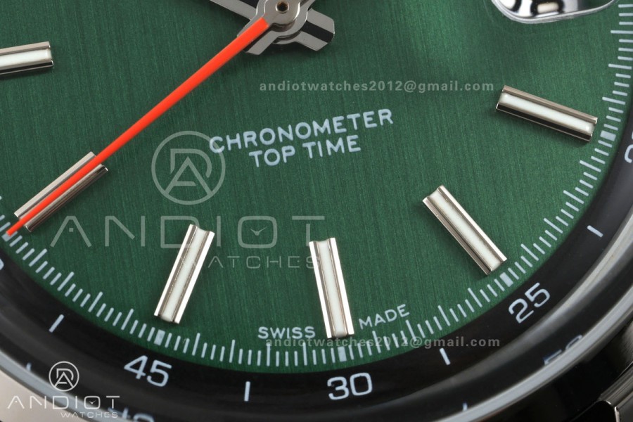 Top Time B31 BLF 1:1 Best Edition Green Dial Orange Hand on Green Leather Strap AB31