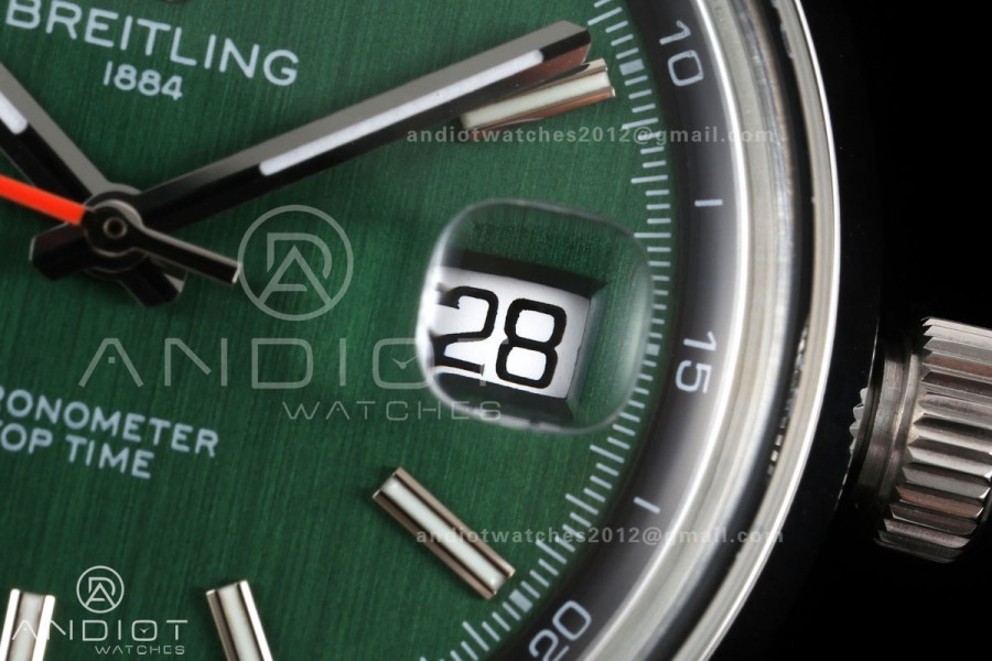 Top Time B31 BLF 1:1 Best Edition Green Dial Orange Hand on Green Leather Strap AB31