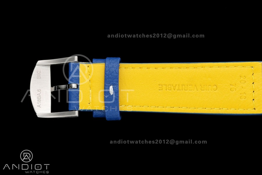 Top Time B31 BLF 1:1 Best Edition Blue Dial Orange Hand on Blue Leather Strap AB31