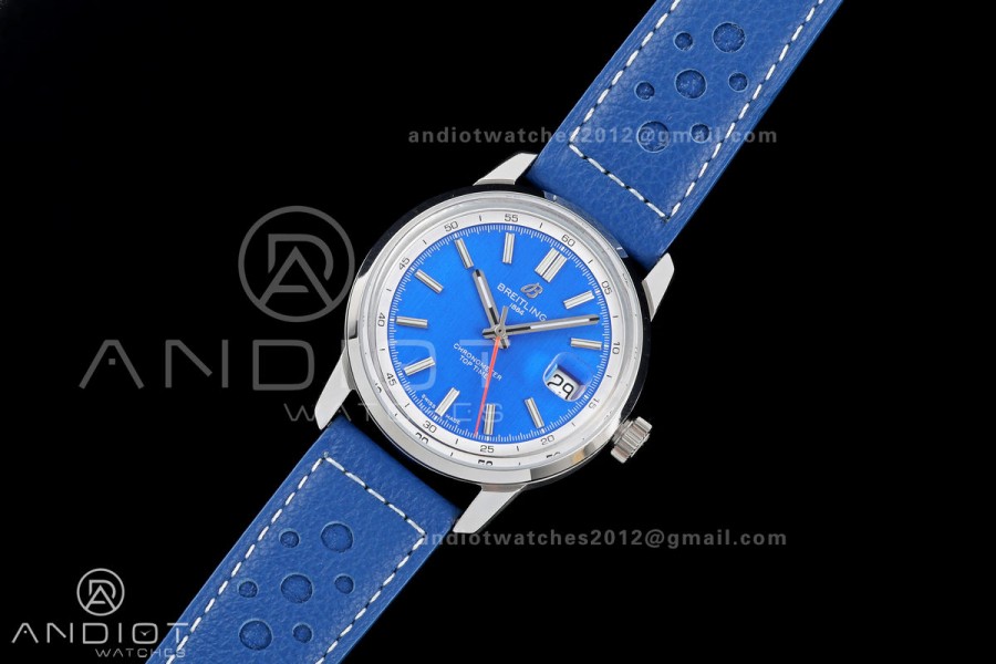 Top Time B31 BLF 1:1 Best Edition Blue Dial Orange Hand on Blue Leather Strap AB31
