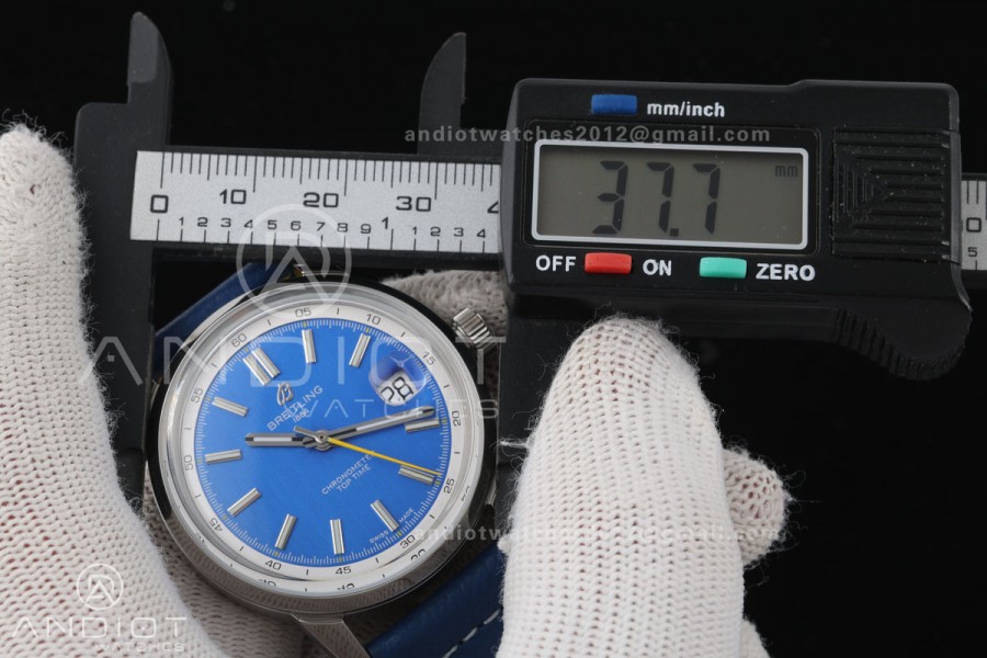 Top Time B31 BLF 1:1 Best Edition Blue Dial Orange Hand on Blue Leather Strap AB31