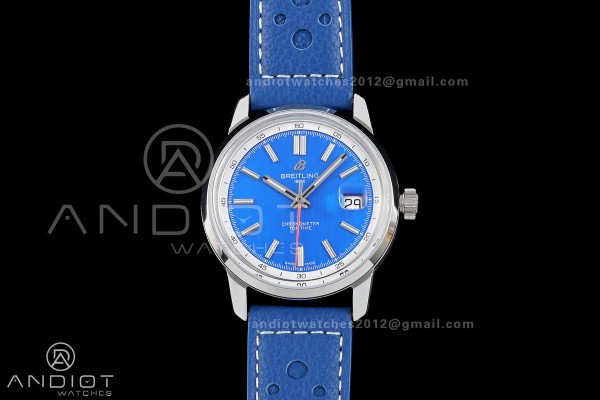 Top Time B31 BLF 1:1 Best Edition Blue Dial Orange Hand on Blue Leather Strap AB31