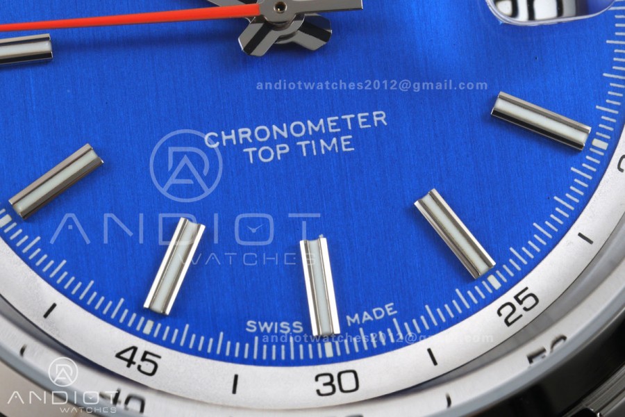 Top Time B31 BLF 1:1 Best Edition Blue Dial Orange Hand on Blue Leather Strap AB31