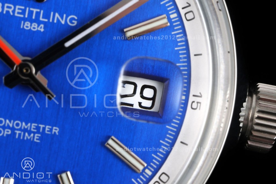 Top Time B31 BLF 1:1 Best Edition Blue Dial Orange Hand on Blue Leather Strap AB31