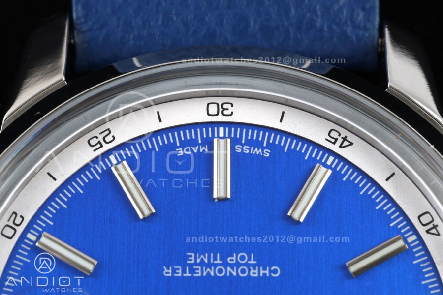 Top Time B31 BLF 1:1 Best Edition Blue Dial Orange Hand on Blue Leather Strap AB31