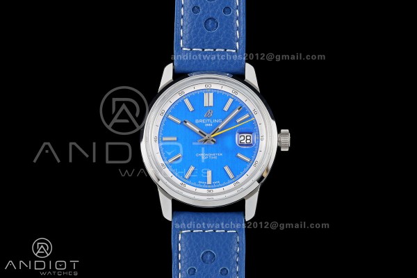 Top Time B31 BLF 1:1 Best Edition Blue Dial Yellow Hand on Blue Leather Strap AB31