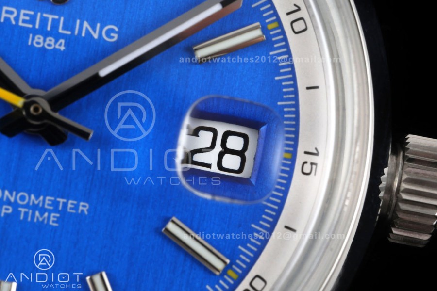 Top Time B31 BLF 1:1 Best Edition Blue Dial Yellow Hand on Blue Leather Strap AB31