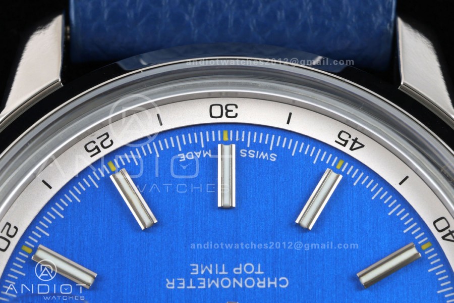 Top Time B31 BLF 1:1 Best Edition Blue Dial Yellow Hand on Blue Leather Strap AB31