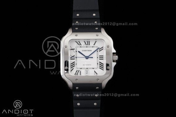 Santos de Cartier 40mm 2018 GF 1:1 Best Edition White Dial on on Rubber Strap MIYOTA 9019