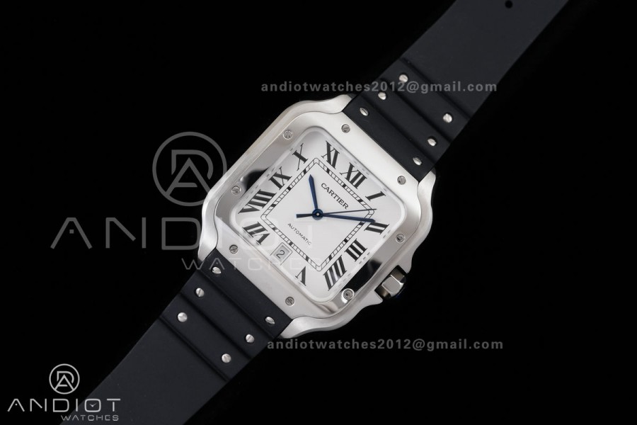 Santos de Cartier 40mm 2018 GF 1:1 Best Edition White Dial on on Rubber Strap MIYOTA 9019
