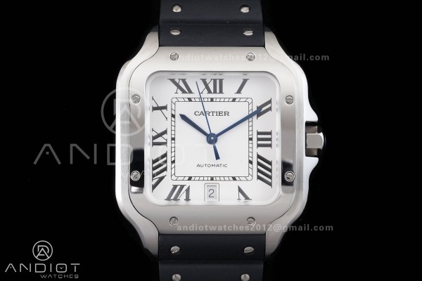 Santos de Cartier 40mm 2018 GF 1:1 Best Edition White Dial on on Rubber Strap MIYOTA 9019