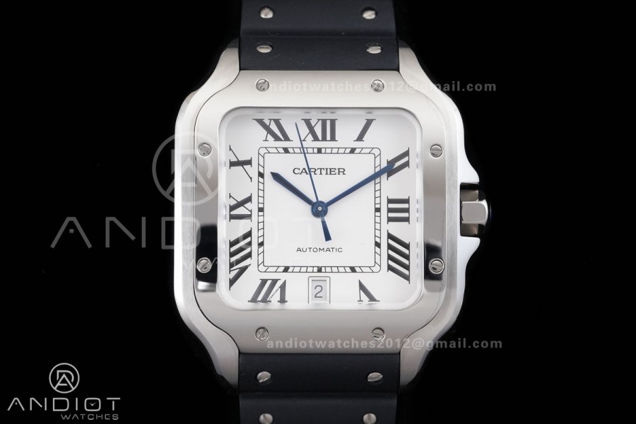 Santos de Cartier 40mm 2018 GF 1:1 Best Edition White Dial on on Rubber Strap MIYOTA 9019