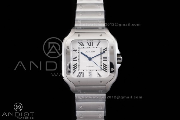 Santos de Cartier 40mm 2018 GF 1:1 Best Edition White Dial on SS SmartLinks Bracelet MIYOTA 9019 (Free Leather)