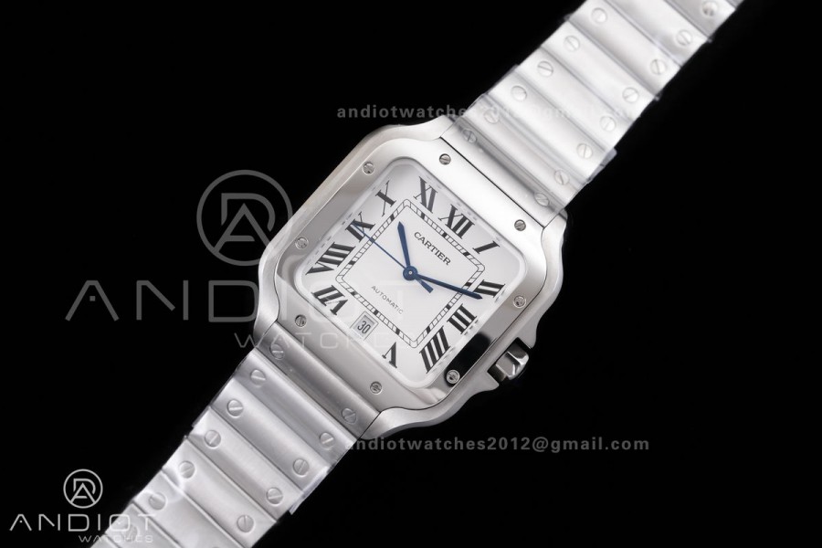 Santos de Cartier 40mm 2018 GF 1:1 Best Edition White Dial on SS SmartLinks Bracelet MIYOTA 9019 (Free Leather)