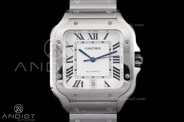 Santos de Cartier 40mm 2018 GF 1:1 Best Edition White Dial on SS SmartLinks Bracelet MIYOTA 9019 (Free Leather)