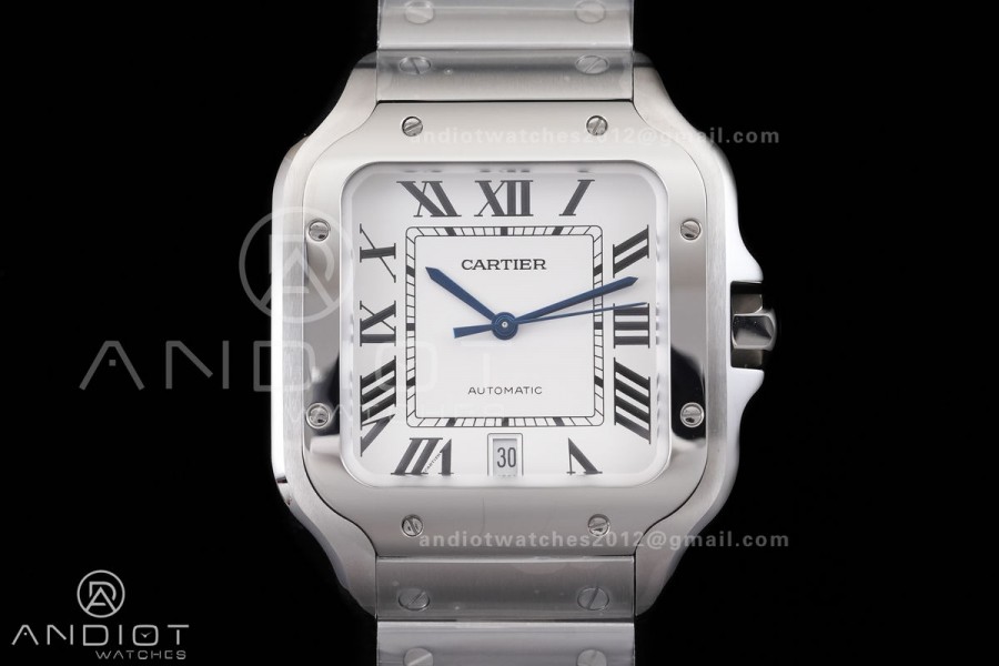 Santos de Cartier 40mm 2018 GF 1:1 Best Edition White Dial on SS SmartLinks Bracelet MIYOTA 9019 (Free Leather)