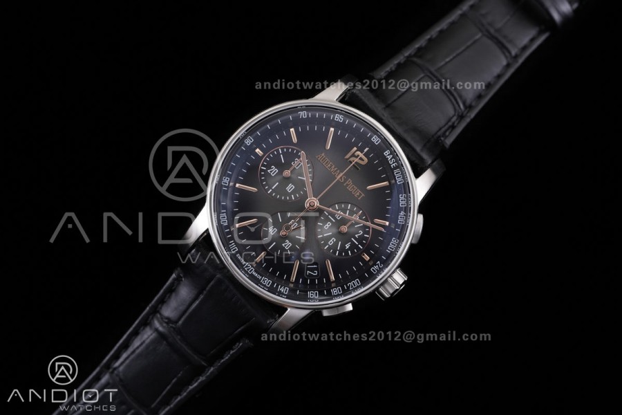 Code 11.59 Chrono 26393 SS APSF 1:1 Best Edition Gray/Black Dial on Black Leather Strap SA4401 Super Clone