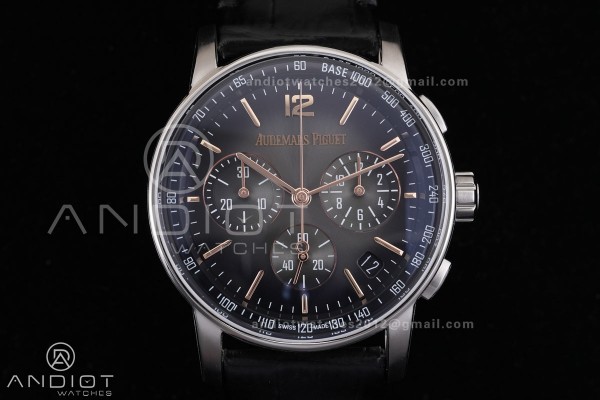 Code 11.59 Chrono 26393 SS APSF 1:1 Best Edition Gray/Black Dial on Black Leather Strap SA4401 Super Clone
