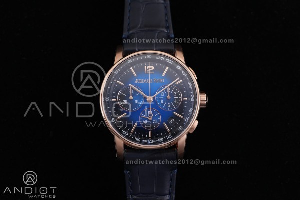 Code 11.59 Chrono 26393 RG APSF 1:1 Best Edition Blue/Black Dial on Blue Leather Strap SA4401 Super Clone