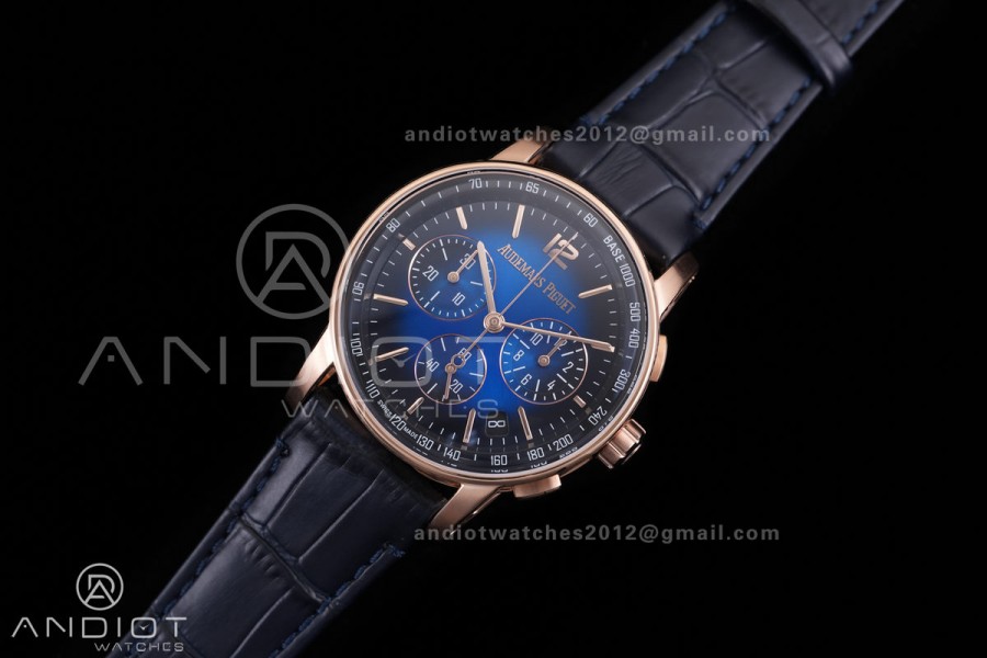 Code 11.59 Chrono 26393 RG APSF 1:1 Best Edition Blue/Black Dial on Blue Leather Strap SA4401 Super Clone