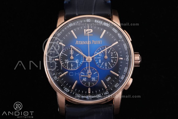 Code 11.59 Chrono 26393 RG APSF 1:1 Best Edition Blue/Black Dial on Blue Leather Strap SA4401 Super Clone