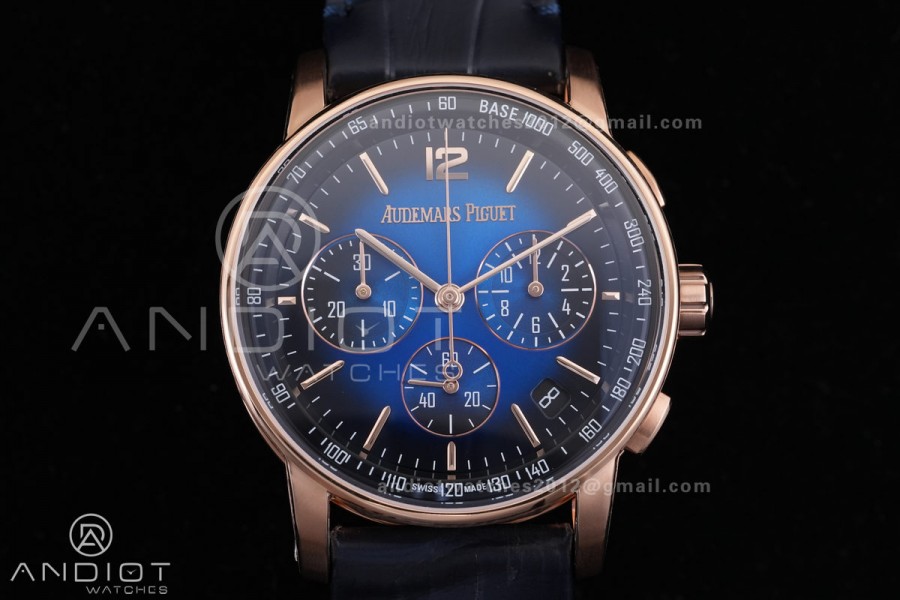Code 11.59 Chrono 26393 RG APSF 1:1 Best Edition Blue/Black Dial on Blue Leather Strap SA4401 Super Clone