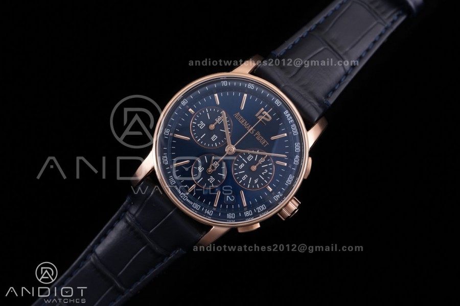 Code 11.59 Chrono 26393 RG APSF 1:1 Best Edition Blue Dial on Blue Leather Strap SA4401 Super Clone