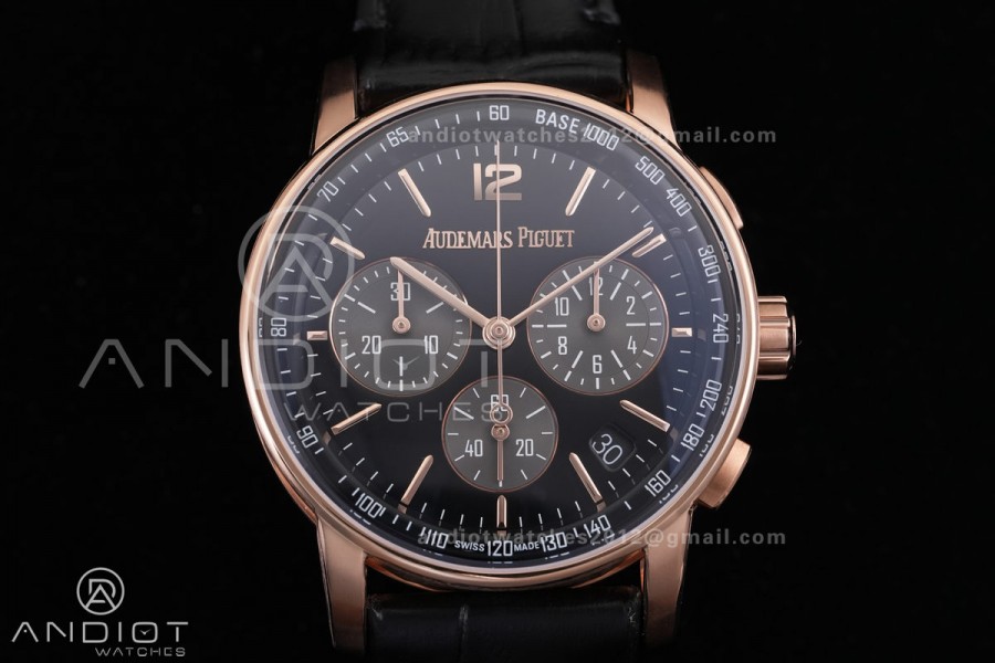 Code 11.59 Chrono 26393 RG APSF 1:1 Best Edition Black Dial on Black Leather Strap SA4401 Super Clone