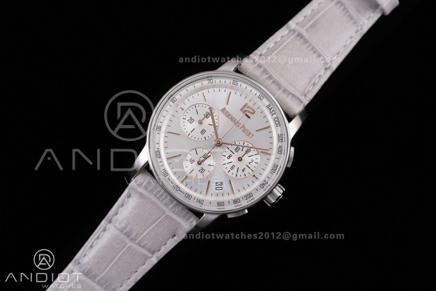 Code 11.59 Chrono 26393 SS APSF 1:1 Best Edition Silver Dial on Gray Leather Strap SA4401 Super Clone