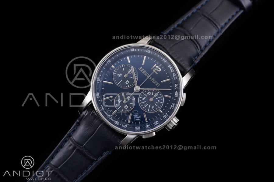 Code 11.59 Chrono 26393 SS APSF 1:1 Best Edition Blue Dial on Blue Leather Strap SA4401 Super Clone