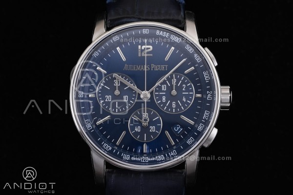 Code 11.59 Chrono 26393 SS APSF 1:1 Best Edition Blue Dial on Blue Leather Strap SA4401 Super Clone