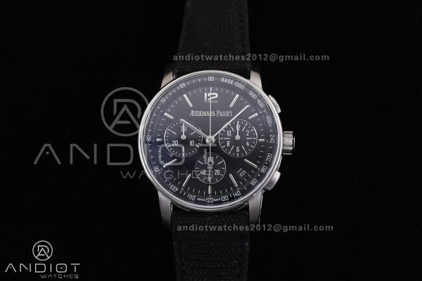 Code 11.59 Chrono 26393 SS APSF 1:1 Best Edition Black Dial on Black Leather Strap SA4401 Super Clone