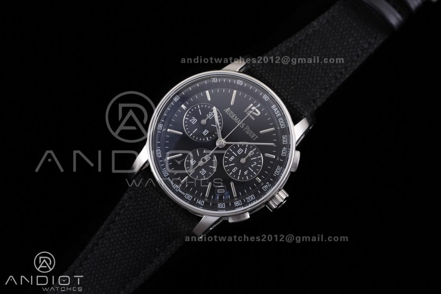 Code 11.59 Chrono 26393 SS APSF 1:1 Best Edition Black Dial on Black Leather Strap SA4401 Super Clone