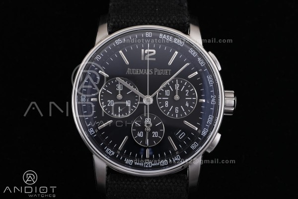 Code 11.59 Chrono 26393 SS APSF 1:1 Best Edition Black Dial on Black Leather Strap SA4401 Super Clone