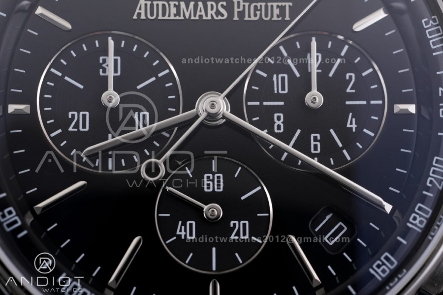 Code 11.59 Chrono 26393 SS APSF 1:1 Best Edition Black Dial on Black Leather Strap SA4401 Super Clone