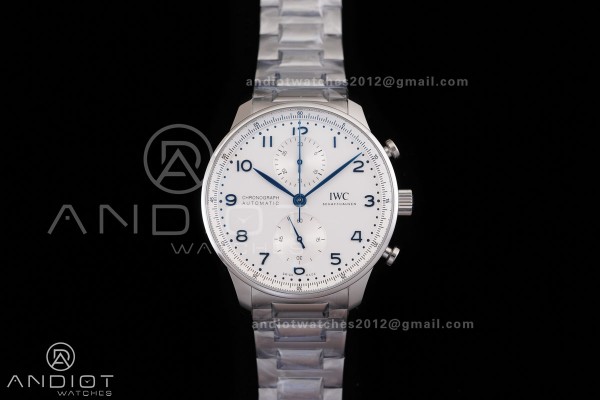 Portugieser Chrono IW371617 APSF 1:1 Best Edtion White/Blue Dial on SS Bracelet DD69355 Super Clone