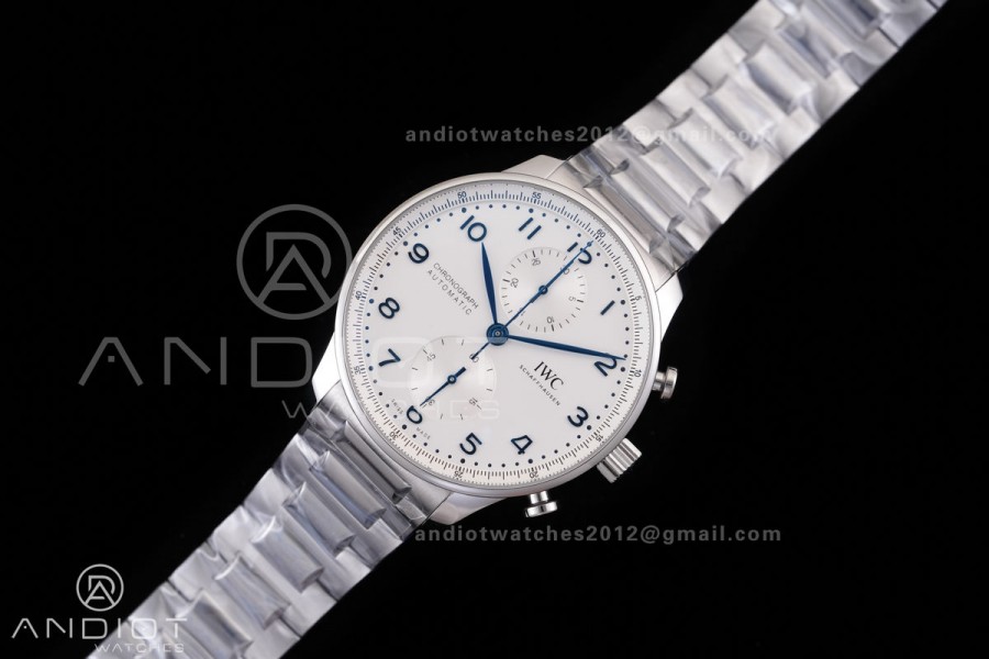 Portugieser Chrono IW371617 APSF 1:1 Best Edtion White/Blue Dial on SS Bracelet DD69355 Super Clone