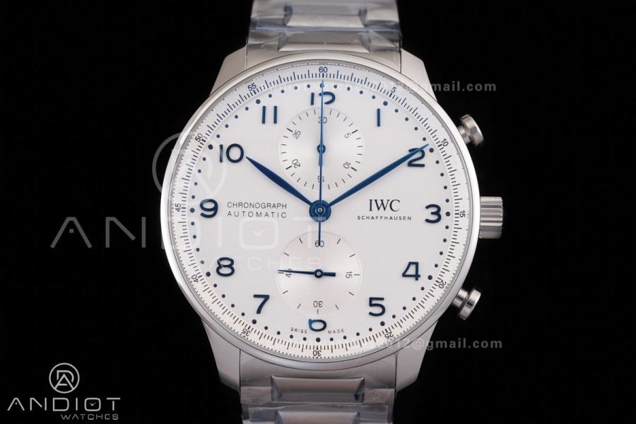 Portugieser Chrono IW371617 APSF 1:1 Best Edtion White/Blue Dial on SS Bracelet DD69355 Super Clone