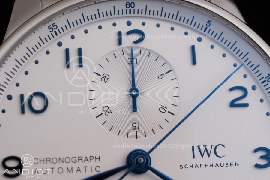 Portugieser Chrono IW371617 APSF 1:1 Best Edtion White/Blue Dial on SS Bracelet DD69355 Super Clone