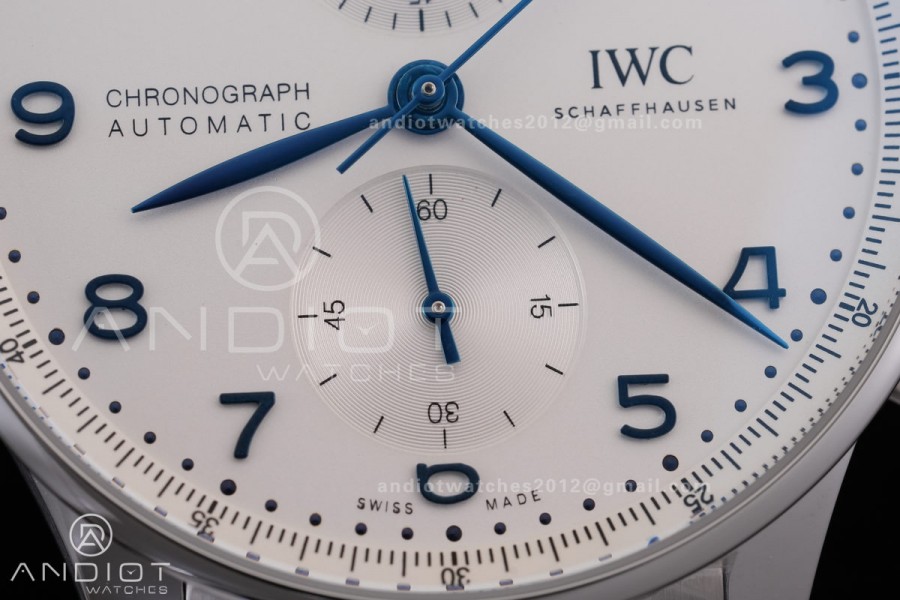 Portugieser Chrono IW371617 APSF 1:1 Best Edtion White/Blue Dial on SS Bracelet DD69355 Super Clone