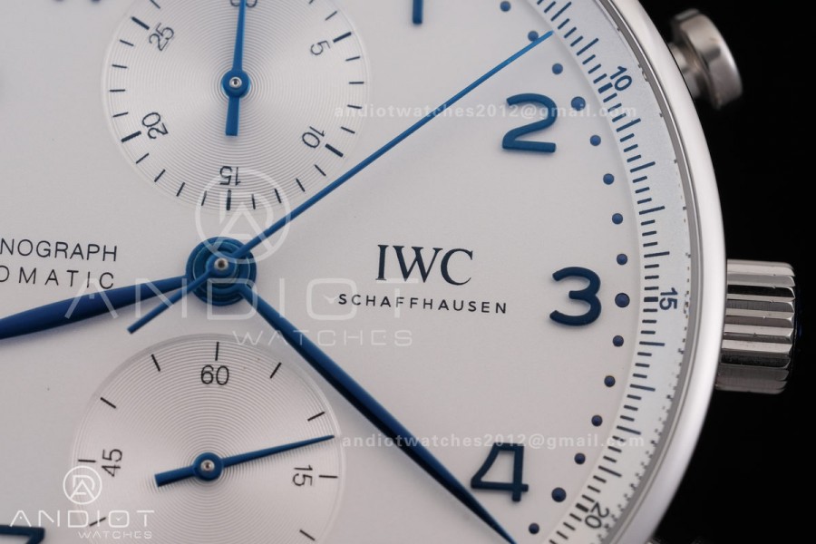 Portugieser Chrono IW371617 APSF 1:1 Best Edtion White/Blue Dial on SS Bracelet DD69355 Super Clone