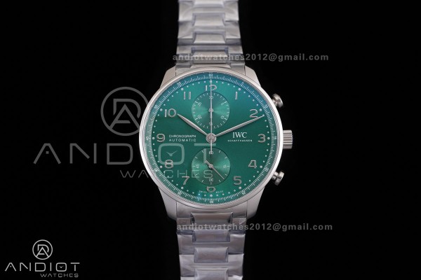 Portugieser Chrono IW3716 APSF 1:1 Best Edtion Green Dial on SS Bracelet DD69355 Super Clone