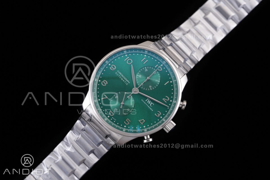 Portugieser Chrono IW3716 APSF 1:1 Best Edtion Green Dial on SS Bracelet DD69355 Super Clone