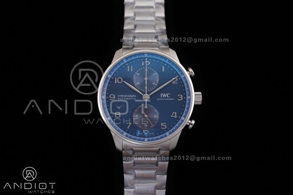 Portugieser Chrono IW3716 APSF 1:1 Best Edtion Blue Dial on SS Bracelet DD69355 Super Clone