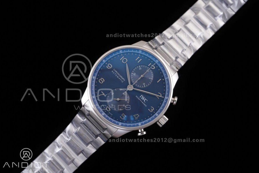 Portugieser Chrono IW3716 APSF 1:1 Best Edtion Blue Dial on SS Bracelet DD69355 Super Clone