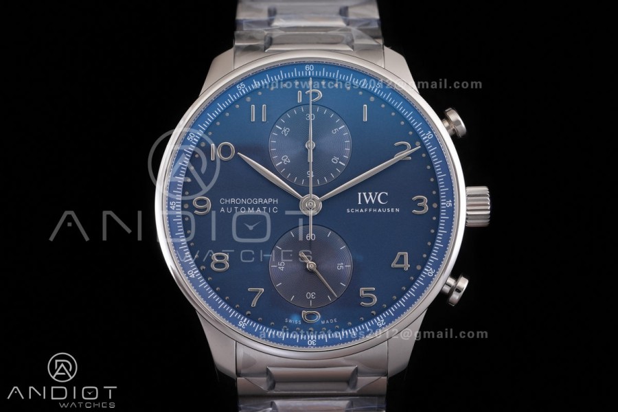 Portugieser Chrono IW3716 APSF 1:1 Best Edtion Blue Dial on SS Bracelet DD69355 Super Clone