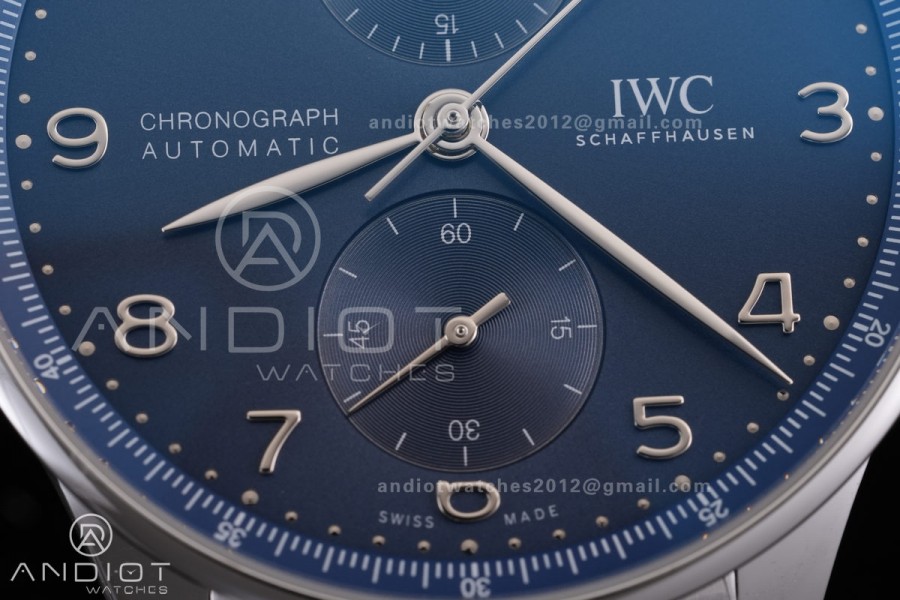 Portugieser Chrono IW3716 APSF 1:1 Best Edtion Blue Dial on SS Bracelet DD69355 Super Clone
