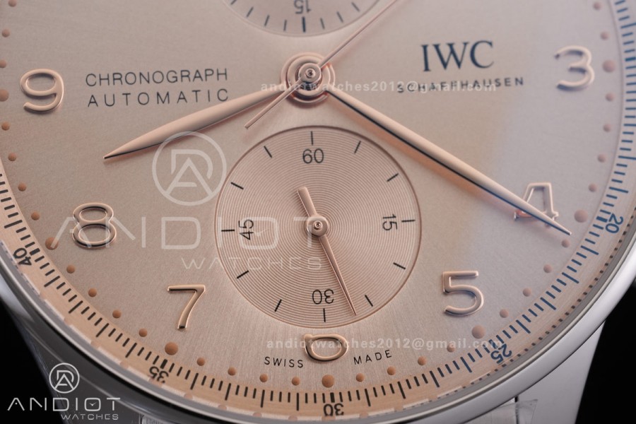 Portugieser Chrono IW3716 APSF 1:1 Best Edtion Gold Dial on SS Bracelet DD69355 Super Clone