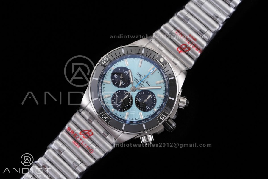 Super Chronomat B01 44 SS BLF 1:1 Best Edition Ice Blue Dial on SS Bracelet A7750